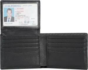 Polare RFID Blocking Cowhide Leather Bifold Wallet For Men with 2 ID Windows