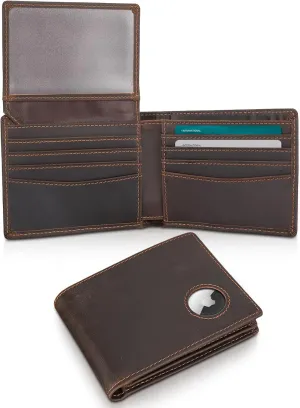Polare RFID Blocking Cowhide Leather Bifold Wallet For Men with 2 ID Windows