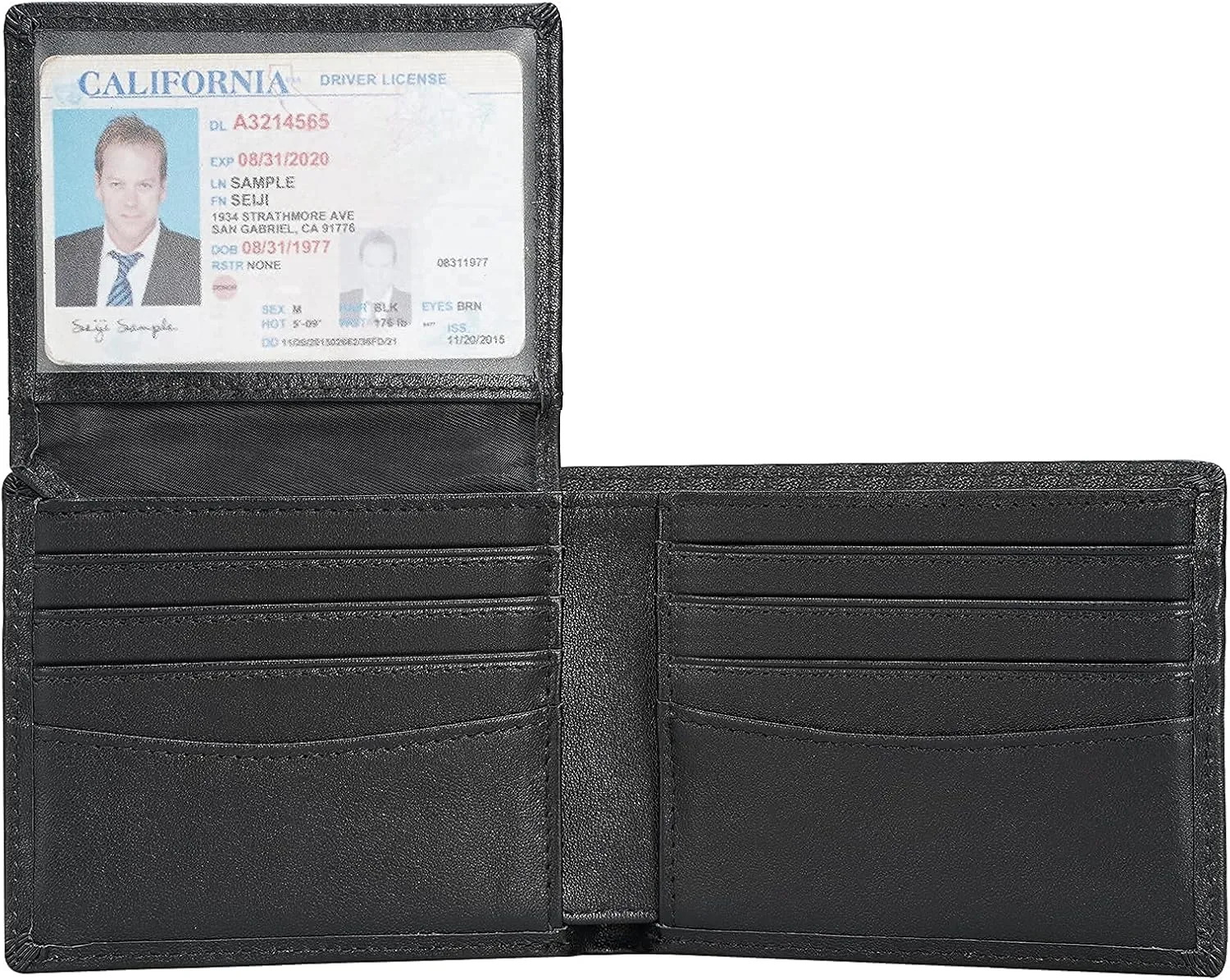 Polare RFID Blocking Cowhide Leather Bifold Wallet For Men with 2 ID Windows