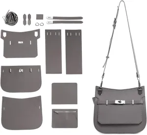 POPSEWING Designer Crossbody Bag DIY Kit for Girls, Leather Working Kit with Bag Sewing Kit for Shoulder Bag, Leather Kit for Personalized Gifts (Grey-DIY Kits)