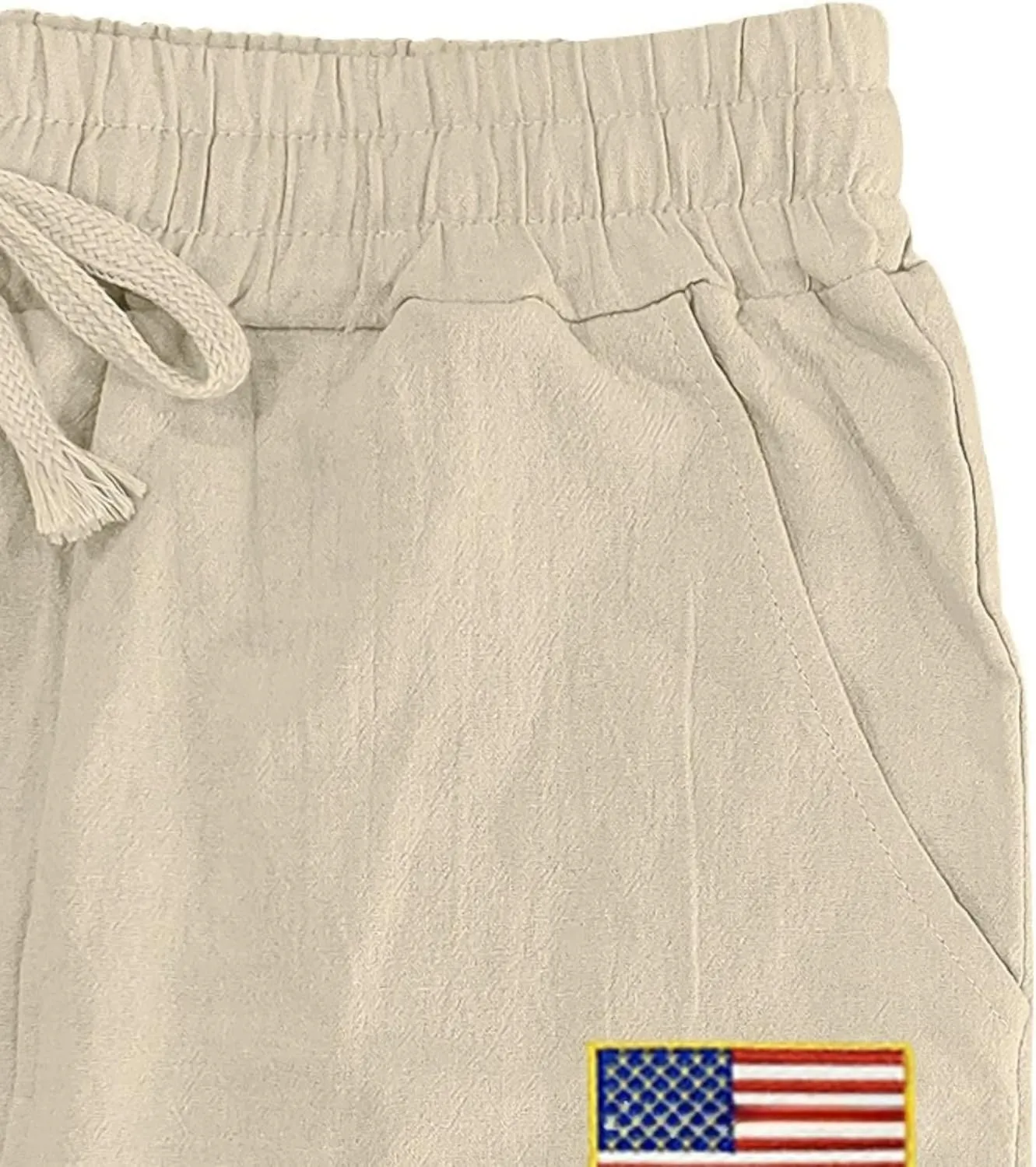 PORCLAY Mens Linen Casual Pants Elastic Waist Drawstring Hip Hop Trousers Wide Leg Yoga Beach 2025 Summer Pants