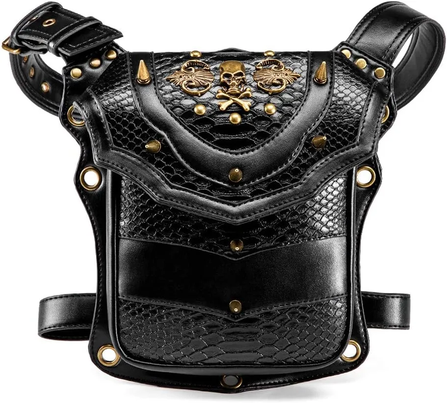 Practical steampunk bags for women leather Waistbag Punk man tether chest bag motorcycle leg bag Travel Utility Belt