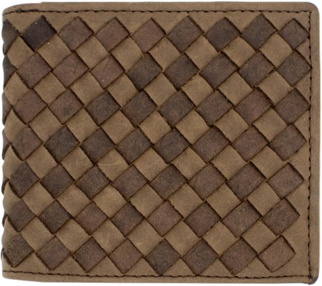 Premium Nappa Leather Wallet - Wallet for Men with Intrecciato Criss-Cross Design, 8 Card Slots, RFID Blocking - Expert Craftsmanship, Gift-Worthy Packaging (Crazy Horse)