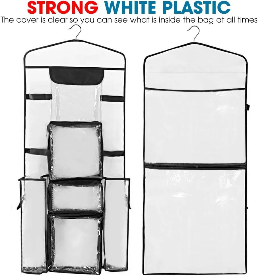 ProPik Hanging Double-Sided Gift Wrap Organizer, Wrapping Paper Storage with Multiple Front and Back Pockets, Organize Your Gift Bags Bows Ribbons 40”X17" Fits 40 Inch Rolls (Black seam)