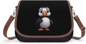 Puffin Bird Women's PU Leather Purses Crossbody Shoulder Bag Messenger Bag