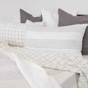Pure Linen Luxury Bed Sheet - Black Wave Line (Available in 2 Sizes)