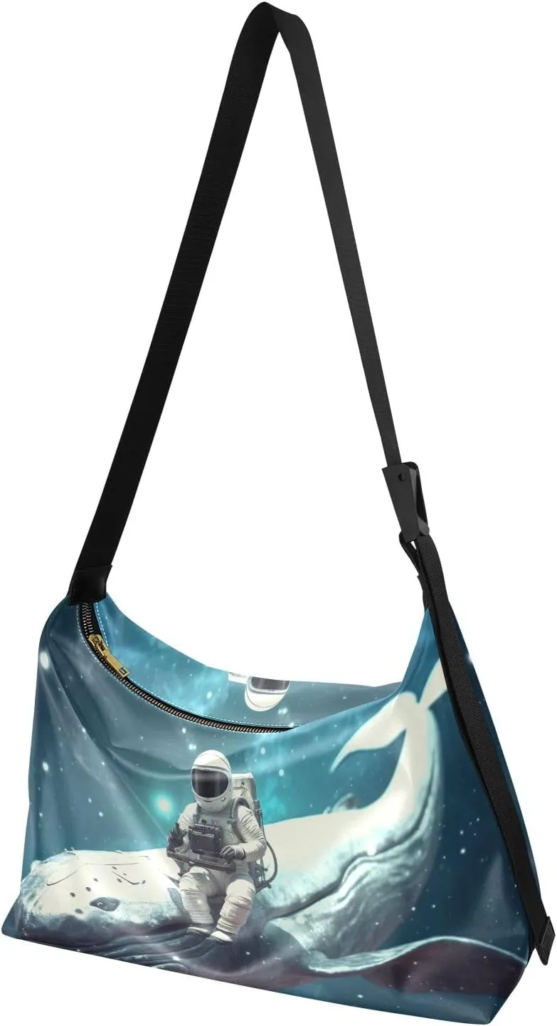 Purple Angrey Sea Animal Shoulder Bag for Women Man PU Leather Crossbody Bag with Adjustable Strap