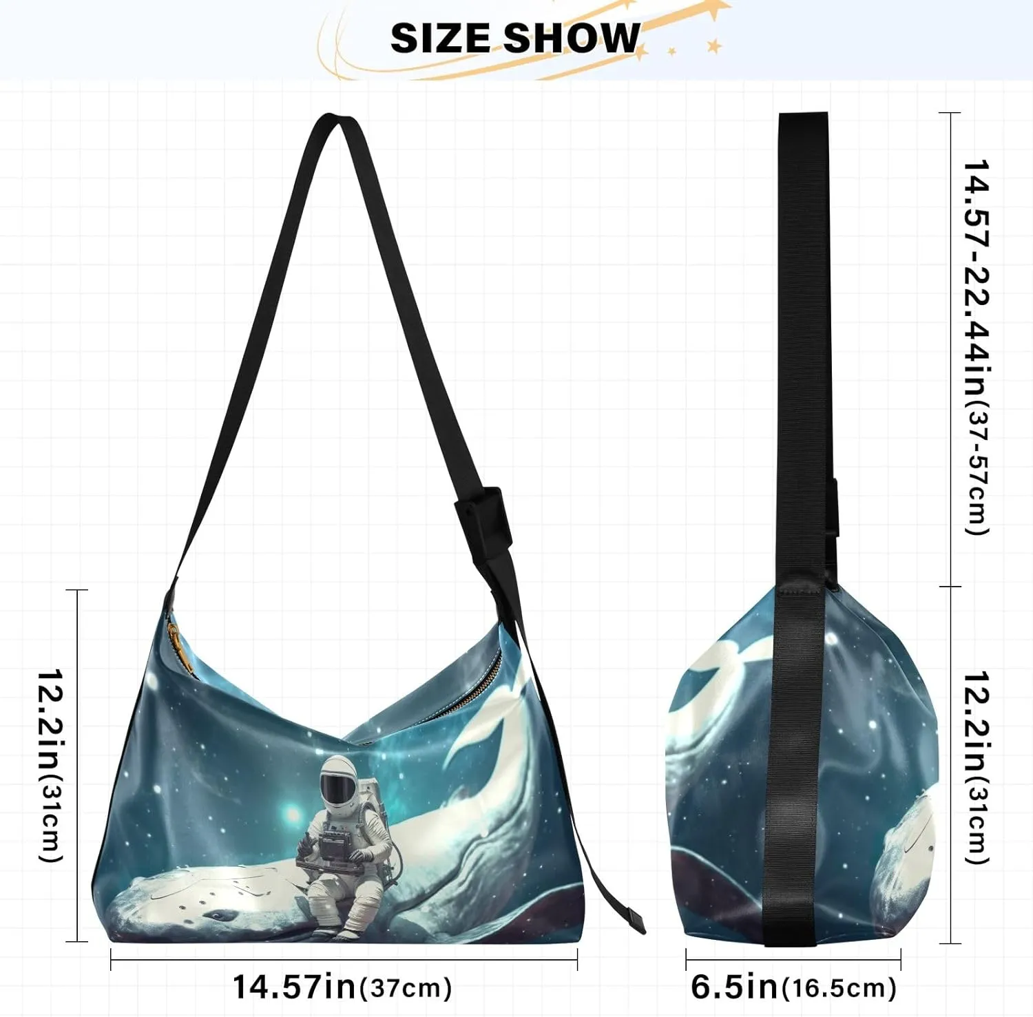 Purple Angrey Sea Animal Shoulder Bag for Women Man PU Leather Crossbody Bag with Adjustable Strap