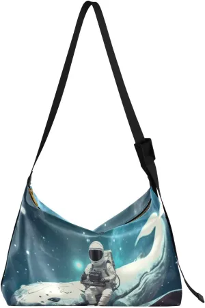 Purple Angrey Sea Animal Shoulder Bag for Women Man PU Leather Crossbody Bag with Adjustable Strap