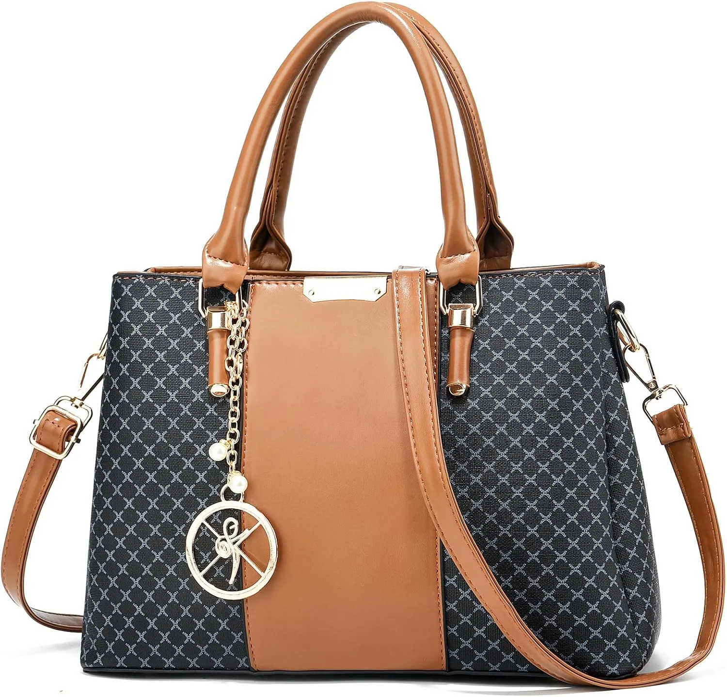 Purse and Handbags for Women, 3 Zip Compartments Tote Bag Designer Shoulder Purse Top Handle Satchel Bags