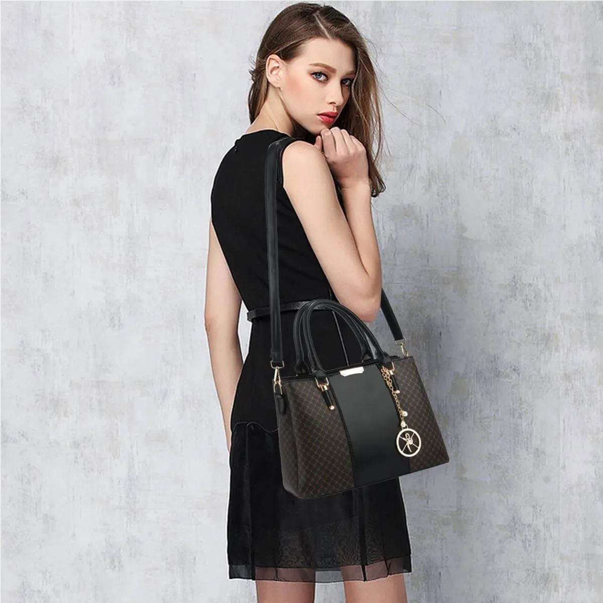 Purse and Handbags for Women, 3 Zip Compartments Tote Bag Designer Shoulder Purse Top Handle Satchel Bags
