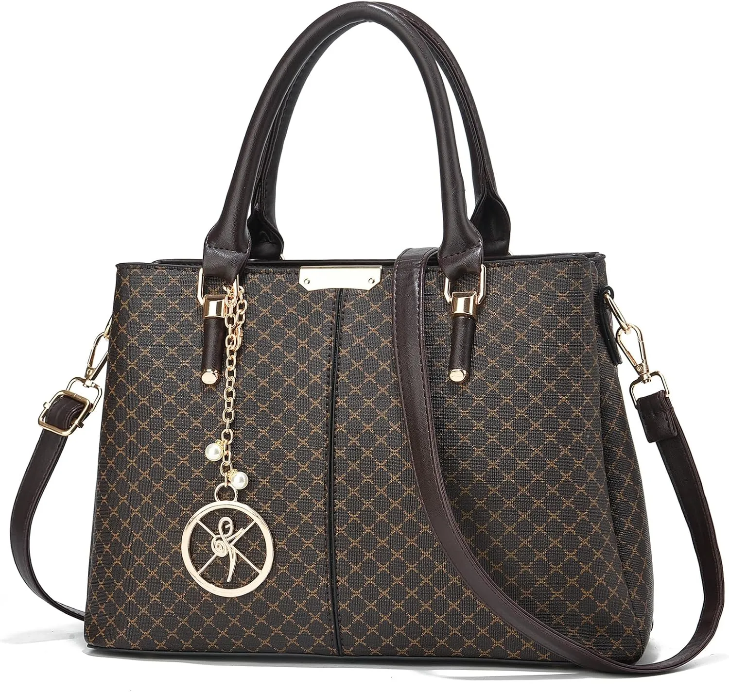 Purse and Handbags for Women, 3 Zip Compartments Tote Bag Designer Shoulder Purse Top Handle Satchel Bags