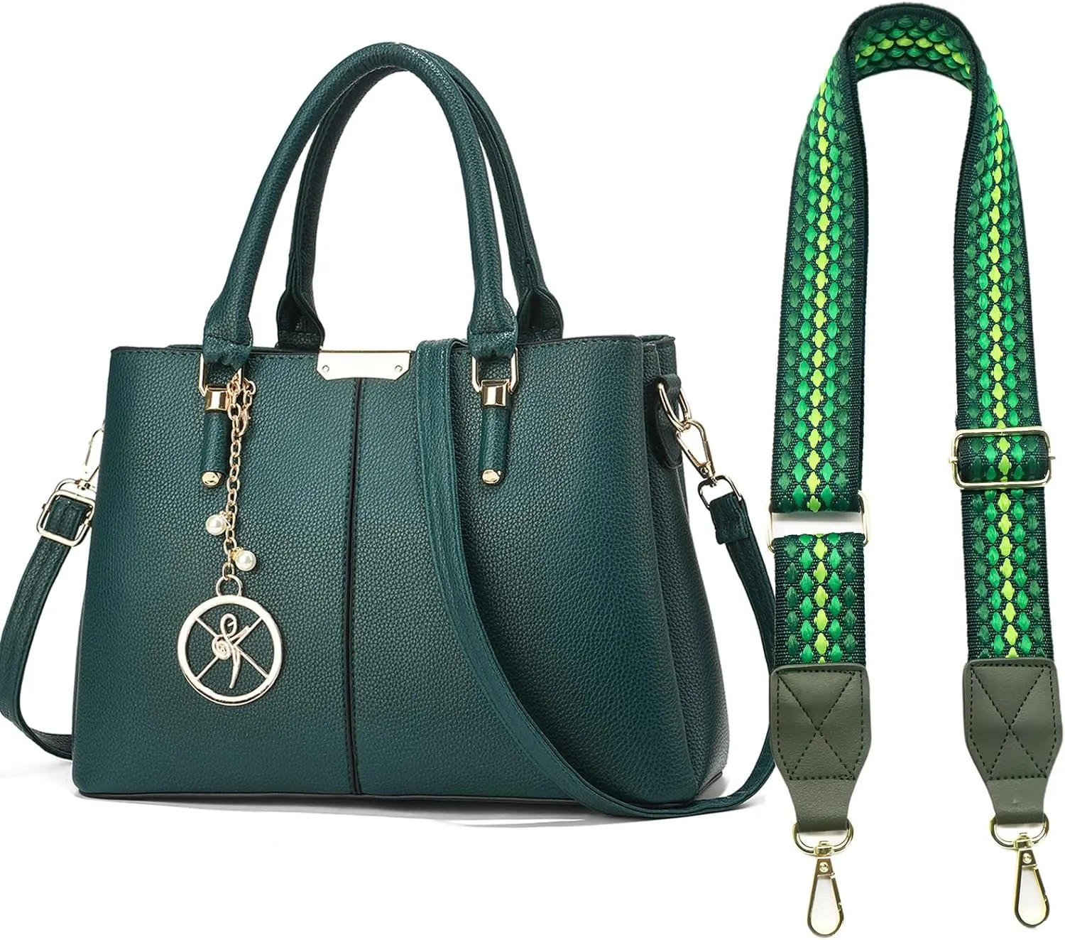 Purse and Handbags for Women, 3 Zip Compartments Tote Bag Designer Shoulder Purse Top Handle Satchel Bags