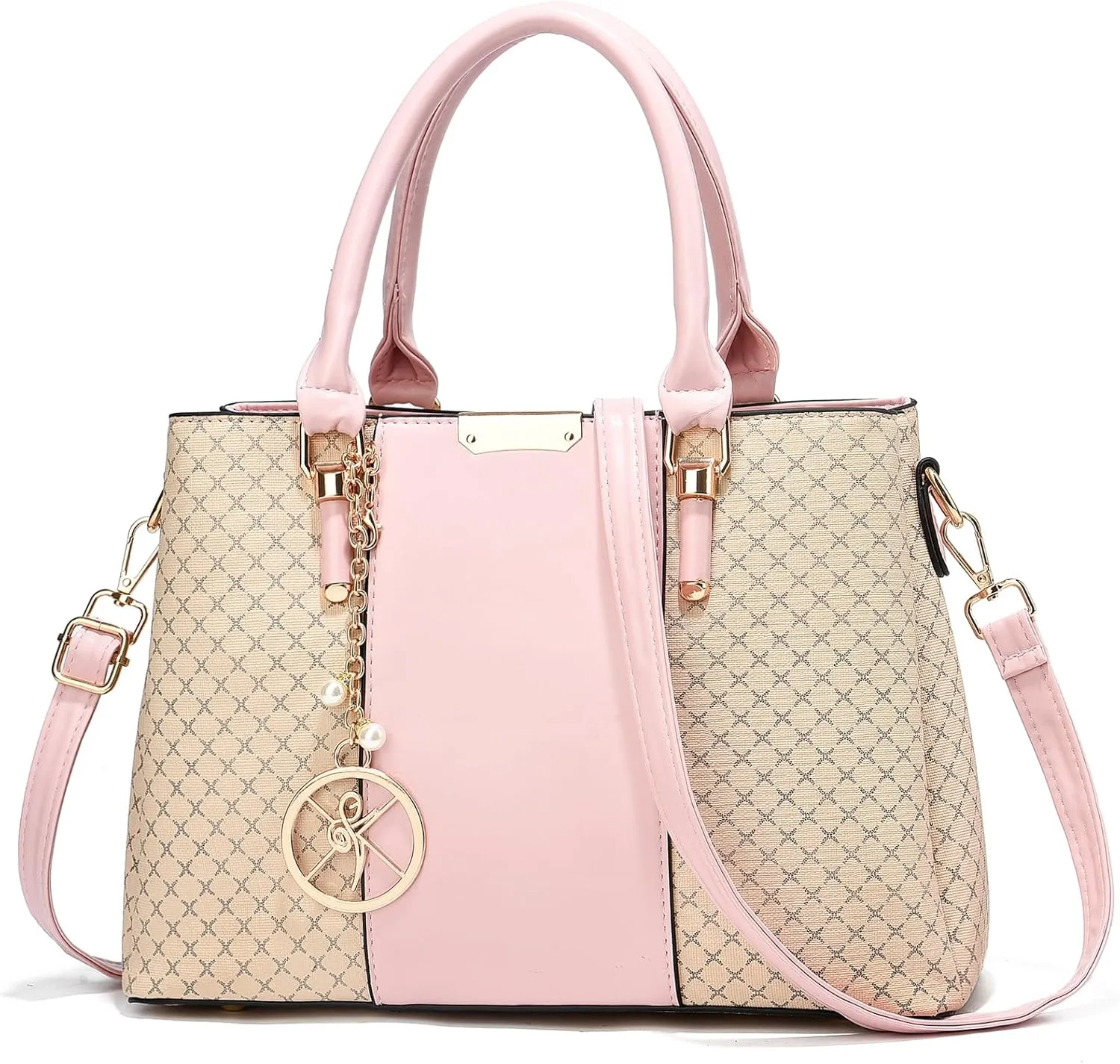 Purse and Handbags for Women, 3 Zip Compartments Tote Bag Designer Shoulder Purse Top Handle Satchel Bags