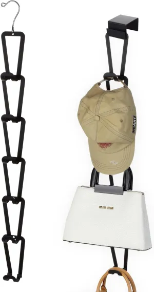 Purse Hanger Closet Organizer Improved Design Bag Chain Hooks for Wall - Compact, Efficient Storage Solution for Bags, Purses, More as Over The Door, in Your Closett or Wall Mount