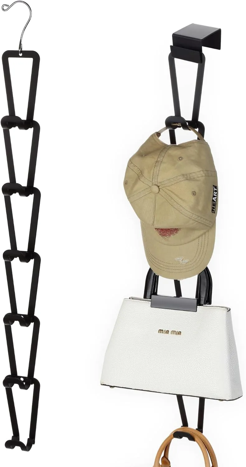 Purse Hanger Closet Organizer Improved Design Bag Chain Hooks for Wall - Compact, Efficient Storage Solution for Bags, Purses, More as Over The Door, in Your Closett or Wall Mount