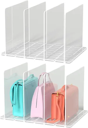 PURSE ORGANIZER - Clear Adjustable Shelf Dividers, Office/Closet (Clear, 2PCS 4LAYER)