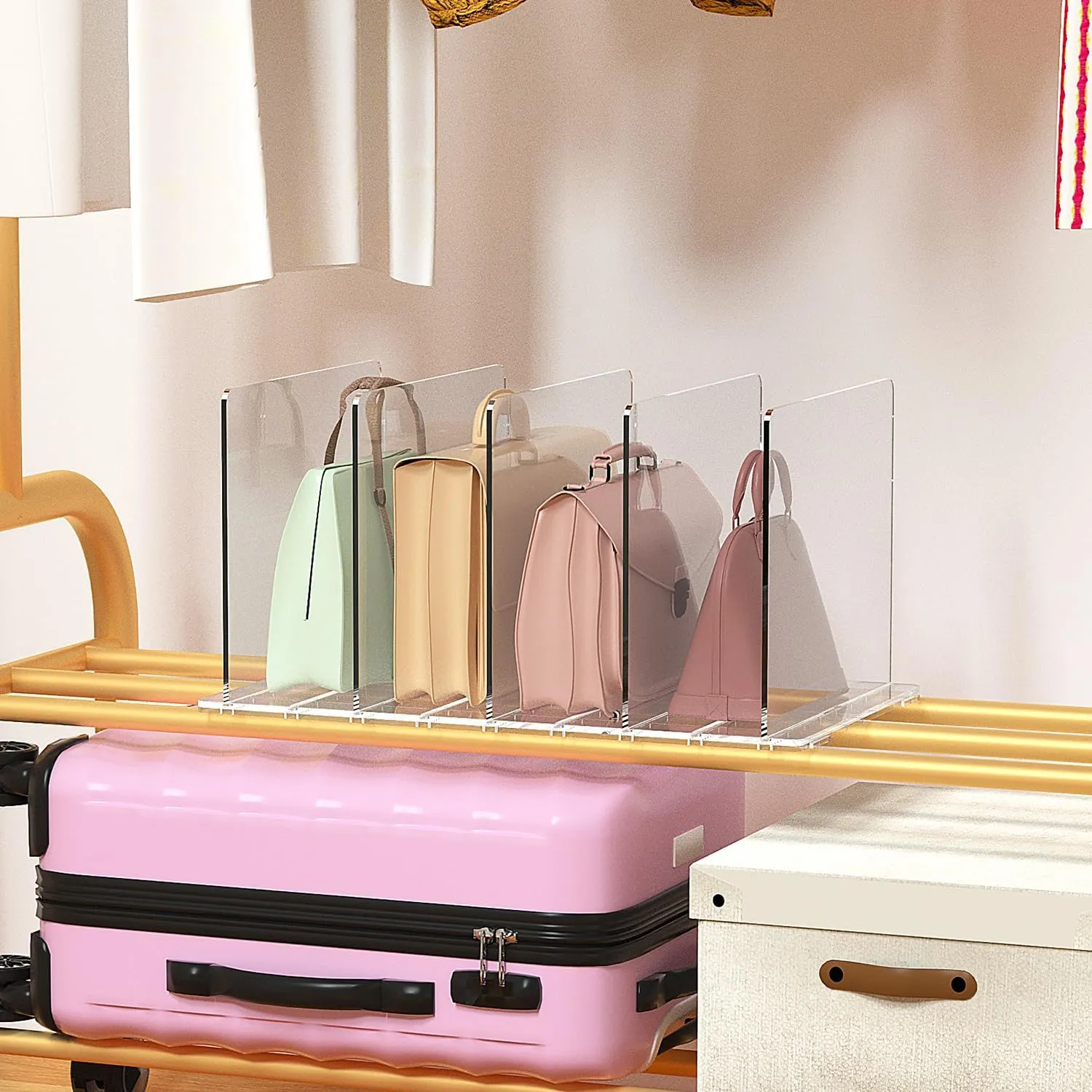 PURSE ORGANIZER - Clear Adjustable Shelf Dividers, Office/Closet (Clear, 2PCS 4LAYER)