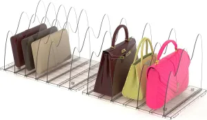 Purse Organizer for Closet, 10 Panels Adjustable Shelf Dividers for Closet Storage and Organization Clear Purse Handbag Clothes Closet Organizers and Storage for Bedroom, Kitchen, Cabinets, Bathroom
