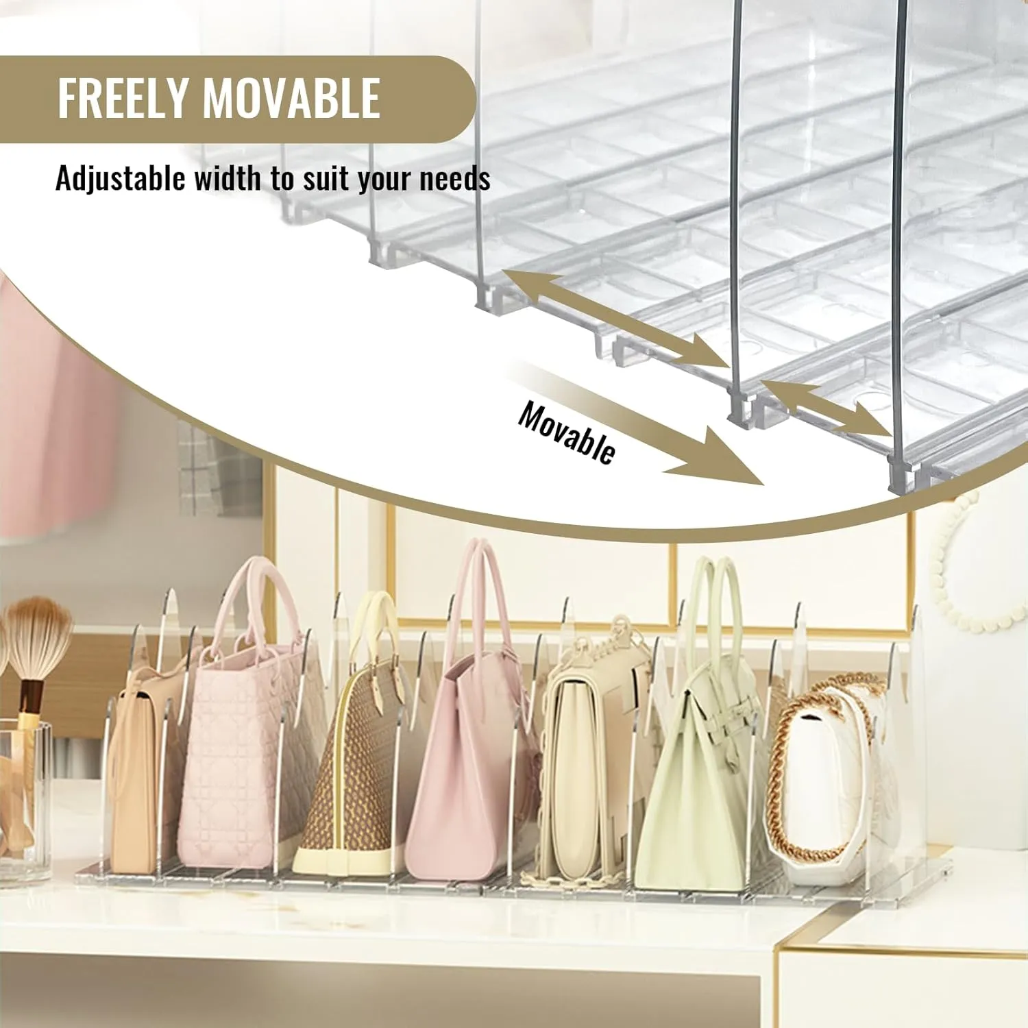 Purse Organizer for Closet, 10 Panels Adjustable Shelf Dividers for Closet Storage and Organization Clear Purse Handbag Clothes Closet Organizers and Storage for Bedroom, Kitchen, Cabinets, Bathroom