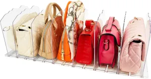 Purse Organizer for Closet, Acrylic Shelf Dividers, Clear Adjustable Handbag Organizers for Small Closet, 2 Pack