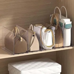 Purse Organizer for Closet, Shelf Dividers for Closet Organization, Adjustable Clear Plastic Purse Shelf Separators Handbag Purse Storage Organizers