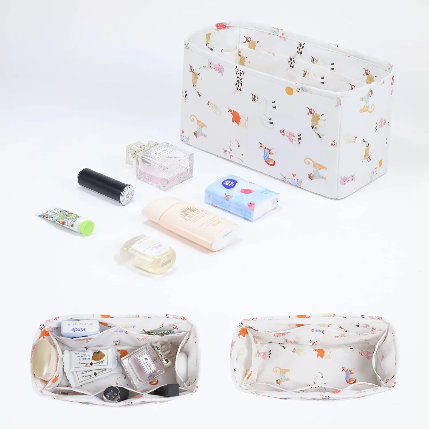 Purse Organizer Insert For Kelly mini/25/28/32/35 bags, Lightweight Bag Organizer Liner, Luxury Handbag Tote Shaper Inner Bag (KL25, Cat Paradise)