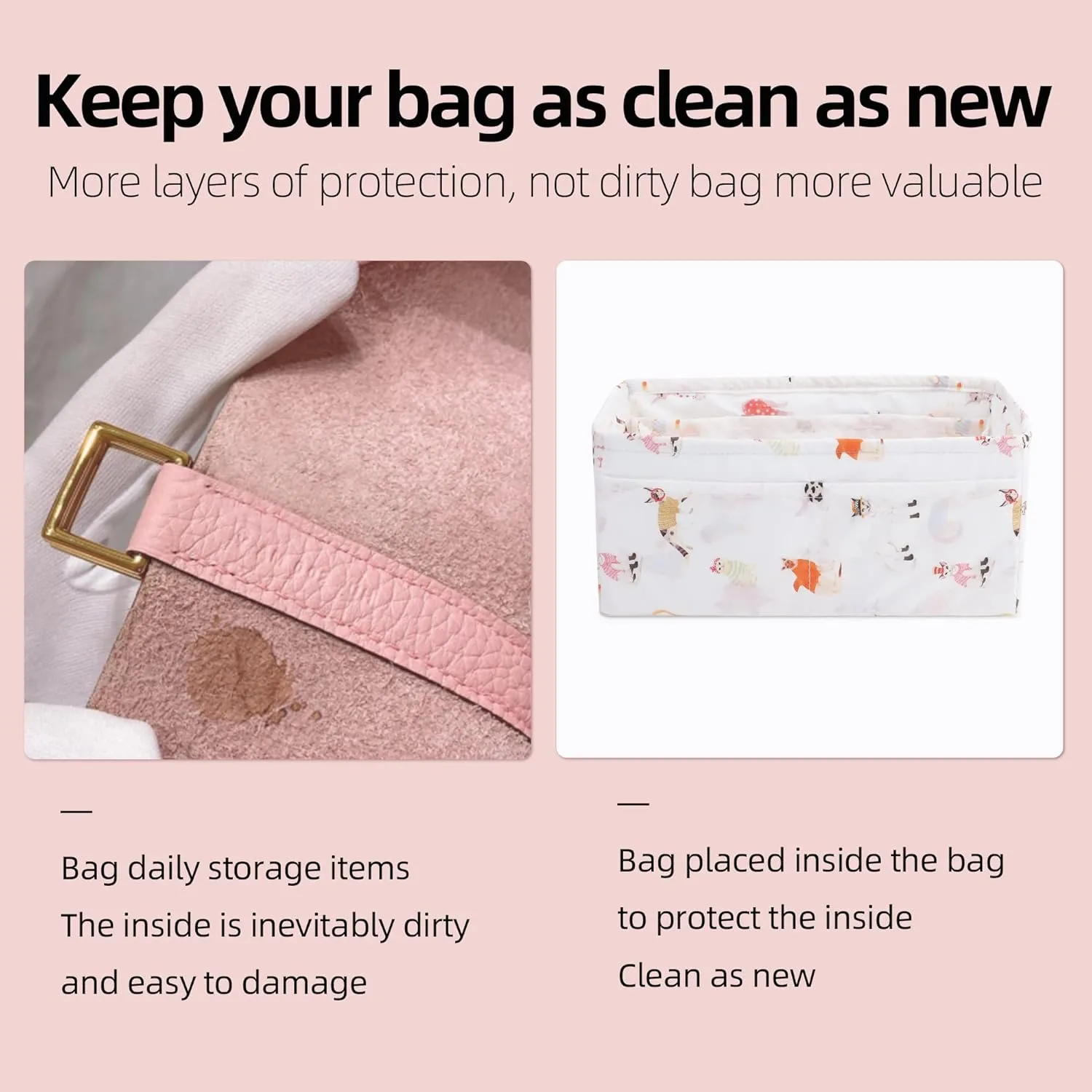 Purse Organizer Insert For Kelly mini/25/28/32/35 bags, Lightweight Bag Organizer Liner, Luxury Handbag Tote Shaper Inner Bag (KL25, Cat Paradise)