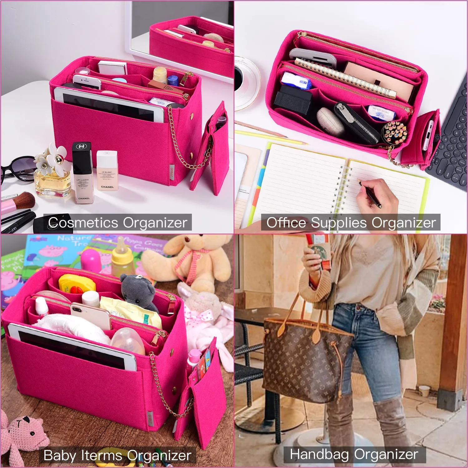 Purse Organizer With 2 Metal Zipper, Bag Organizer With RFID Blocking Pocket Purse Organizer insert | Louis Vuitton speedy 25 30