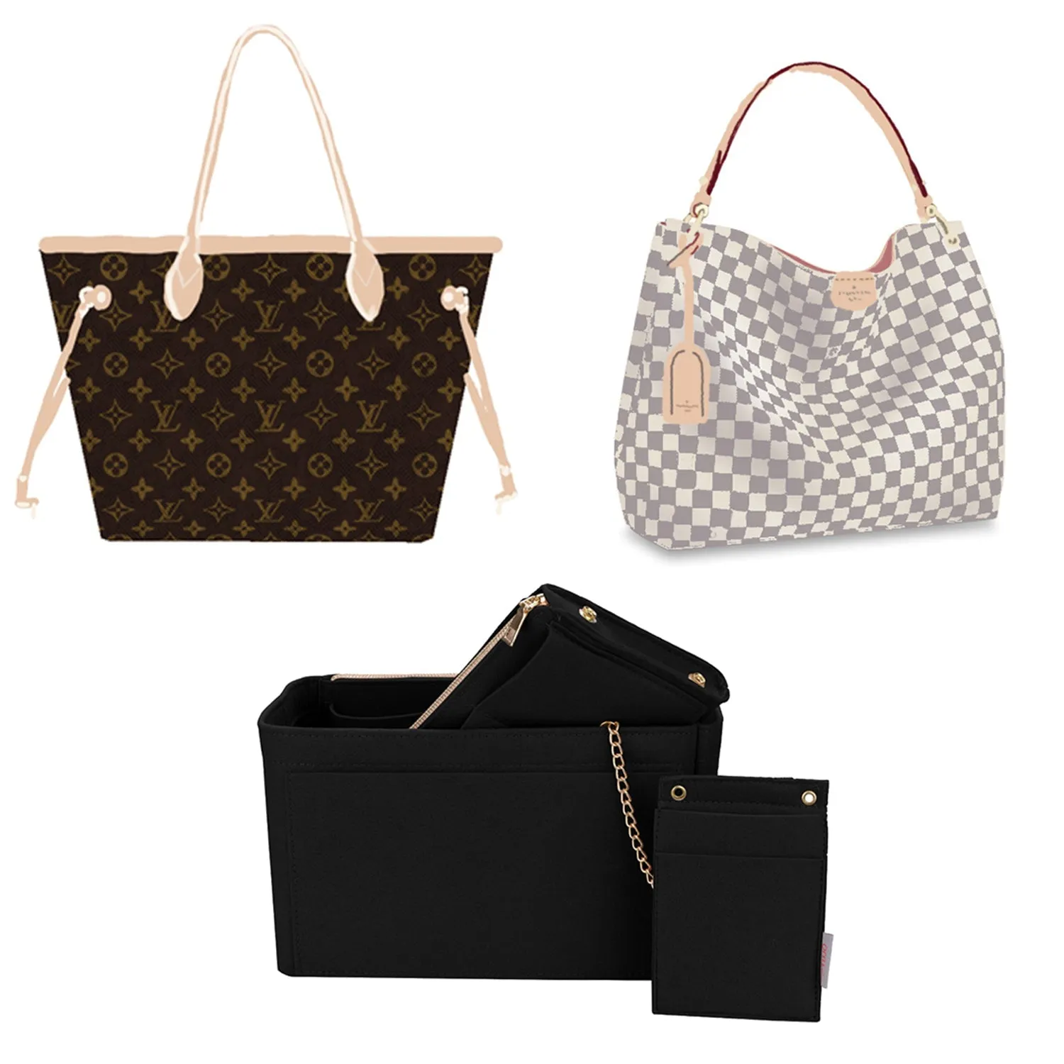 Purse Organizer With 2 Metal Zipper, Bag Organizer With RFID Blocking Pocket Purse Organizer insert | Louis Vuitton speedy 25 30