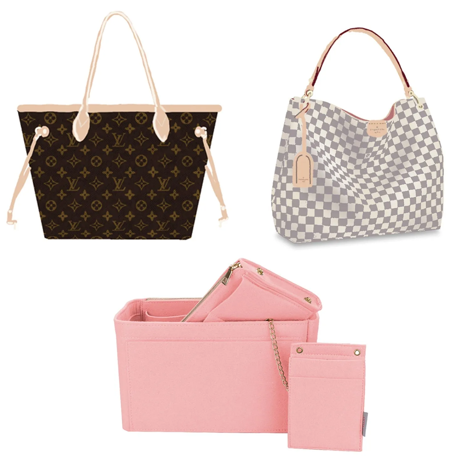 Purse Organizer With 2 Metal Zipper, Bag Organizer With RFID Blocking Pocket Purse Organizer insert | Louis Vuitton speedy 25 30