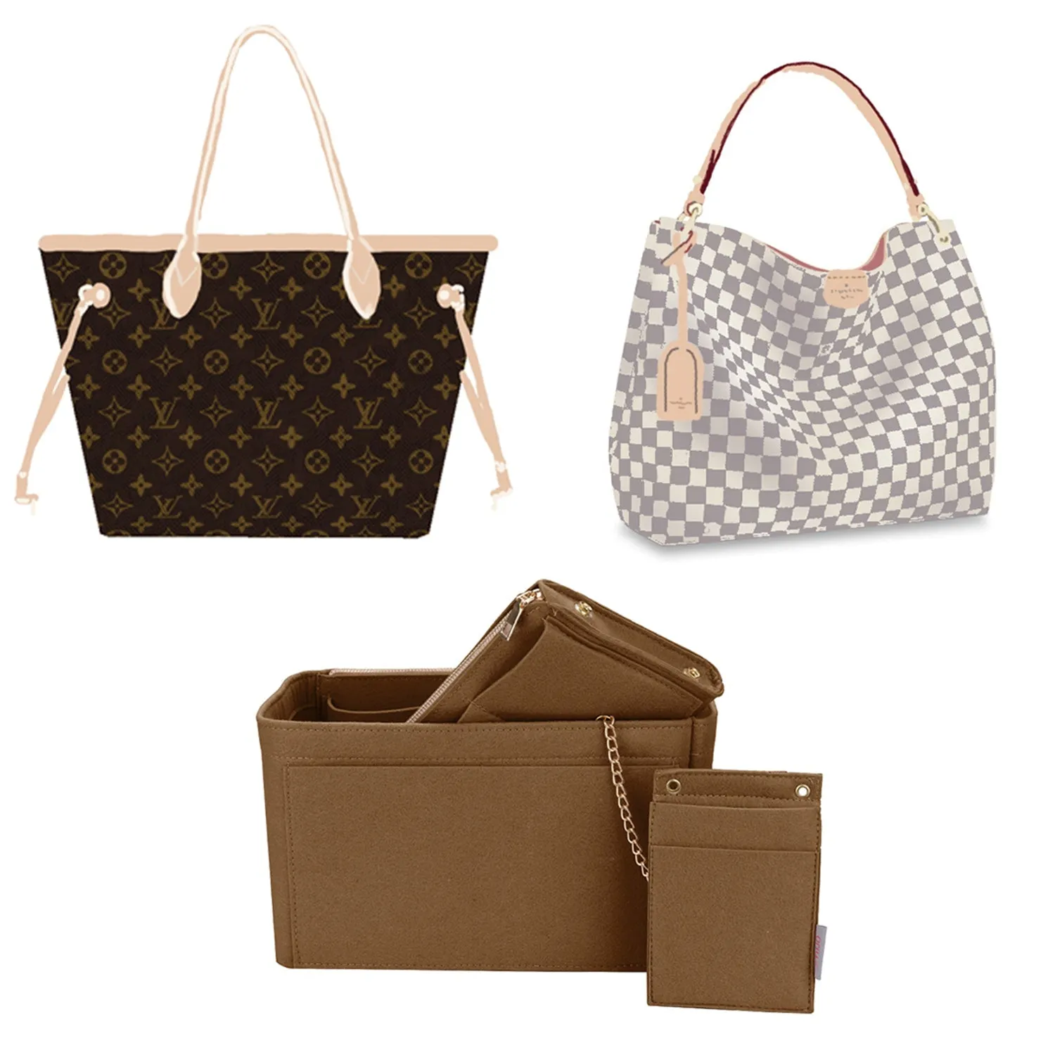 Purse Organizer With 2 Metal Zipper, Bag Organizer With RFID Blocking Pocket Purse Organizer insert | Louis Vuitton speedy 25 30