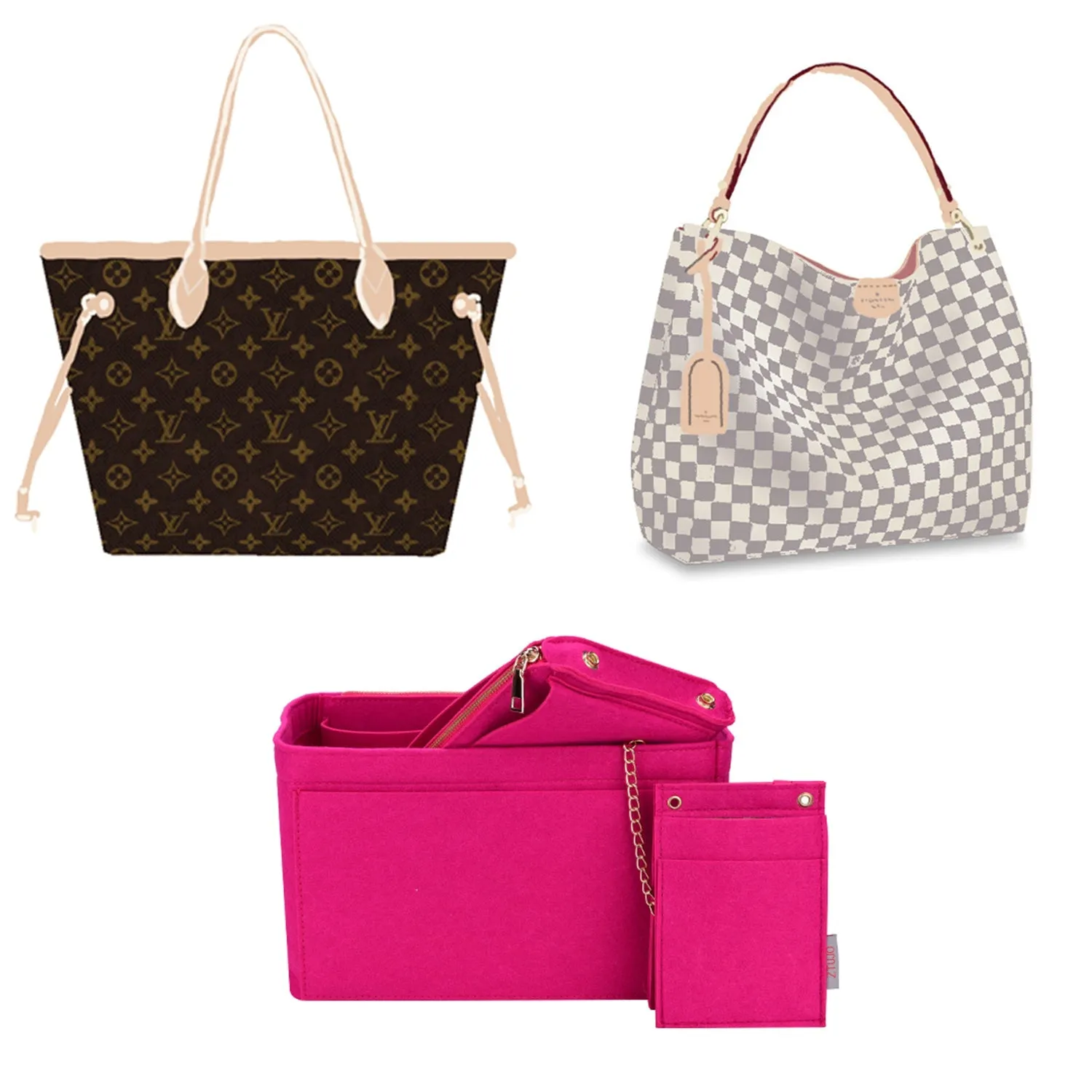 Purse Organizer With 2 Metal Zipper, Bag Organizer With RFID Blocking Pocket Purse Organizer insert | Louis Vuitton speedy 25 30
