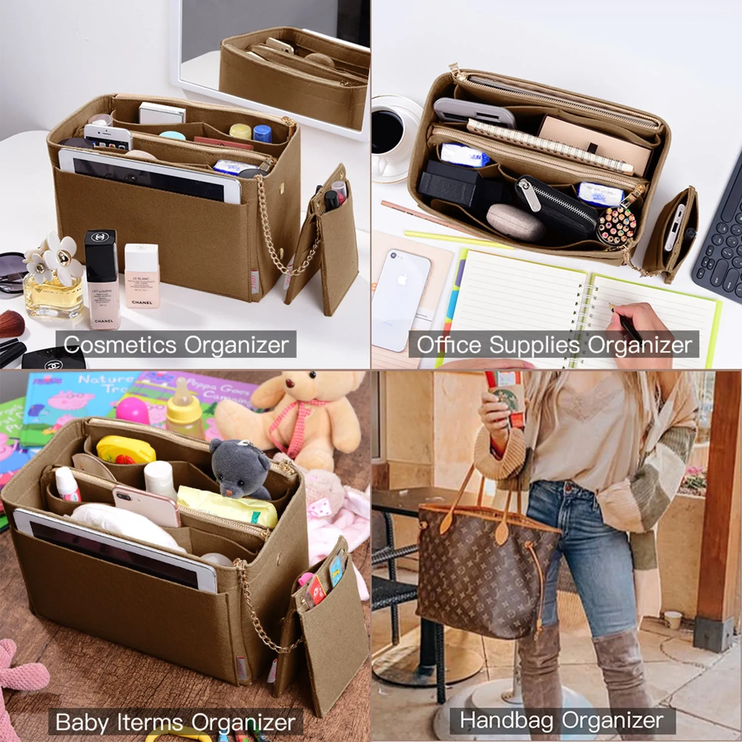 Purse Organizer With 2 Metal Zipper, Bag Organizer With RFID Blocking Pocket Purse Organizer insert | Louis Vuitton speedy 25 30