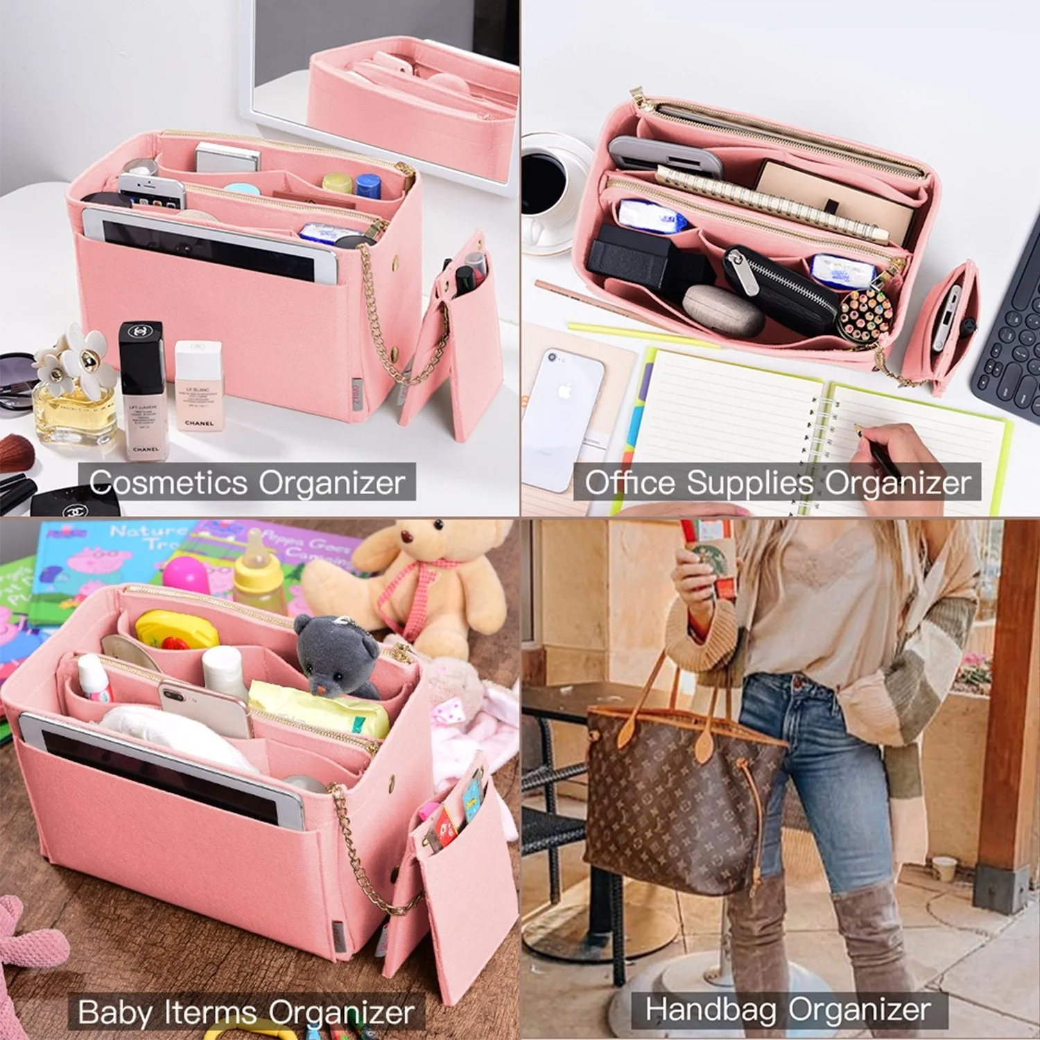 Purse Organizer With 2 Metal Zipper, Bag Organizer With RFID Blocking Pocket Purse Organizer insert | Louis Vuitton speedy 25 30