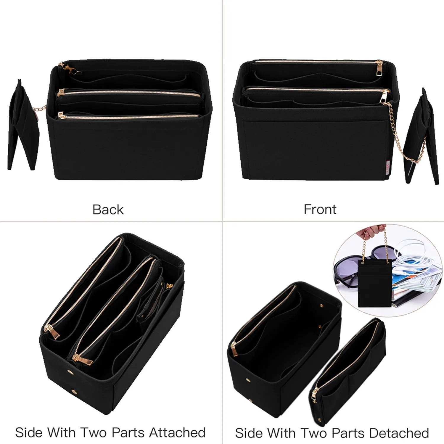 Purse Organizer With 2 Metal Zipper, Bag Organizer With RFID Blocking Pocket Purse Organizer insert | Louis Vuitton speedy 25 30