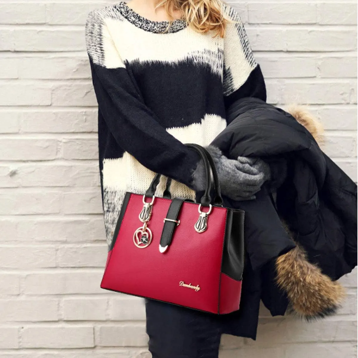 Purses and Handbags for Women Tote Shoulder Crossbody Bags PU Leather Top Handle Satchel with Long Strap Detachable