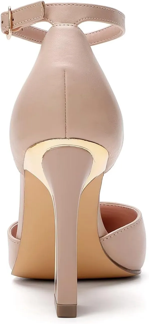 QKL Women's Closed Toe Pointed Heels Pumps