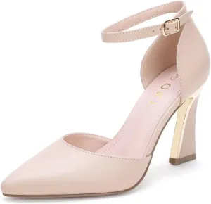 QKL Women's Closed Toe Pointed Heels Pumps