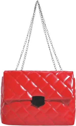 Quilted Crossbody Bag Vegan Faux Leather Trendy Shoulder Purses with Chain Strap Stylish Clutch Purse for Women Ladies