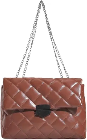 Quilted Crossbody Bag Vegan Faux Leather Trendy Shoulder Purses with Chain Strap Stylish Clutch Purse for Women Ladies