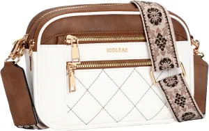 Quilted Crossbody Bags For Women With Wide Strap Vegan Leather Designer Shoulder Handbags Small Purse