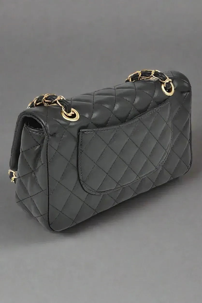Quilted Turn Lock Convertible Shoulder Bag