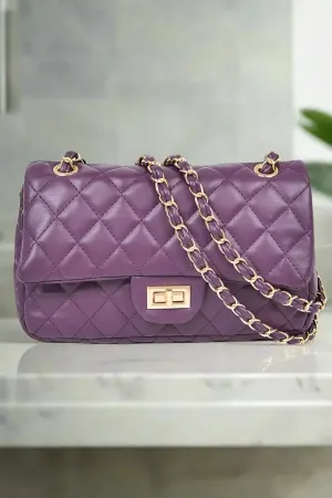 Quilted Turn Lock Convertible Shoulder Bag
