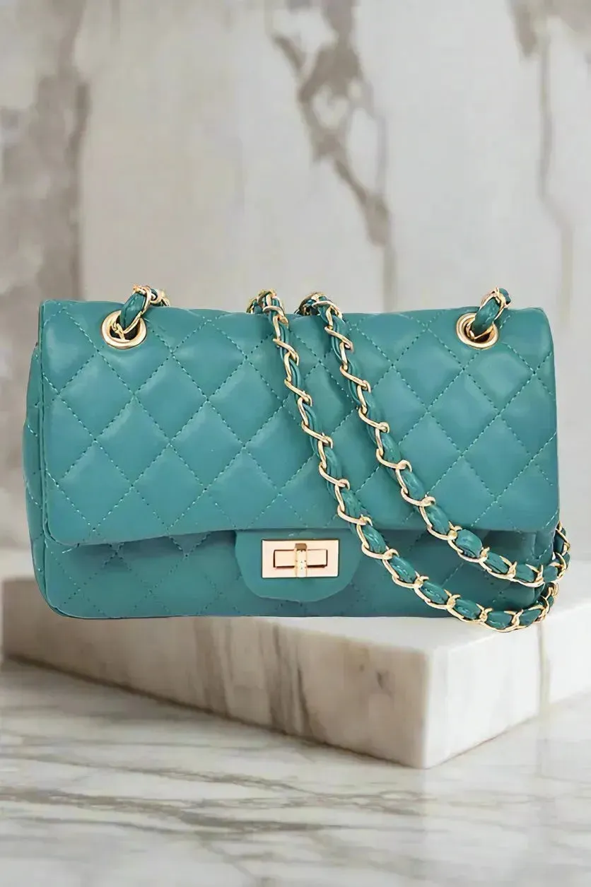 Quilted Turn Lock Convertible Shoulder Bag
