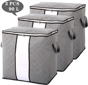"PACK OF 3" HOME STORAGE FOLDABLE ORGANIZER BAGS