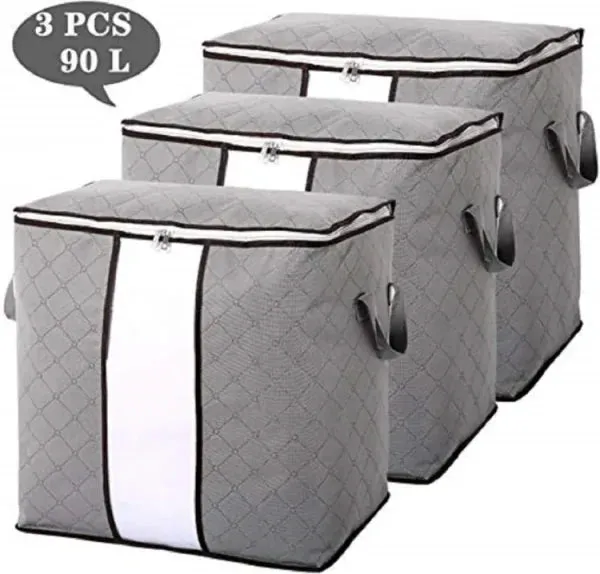 "PACK OF 3" HOME STORAGE FOLDABLE ORGANIZER BAGS