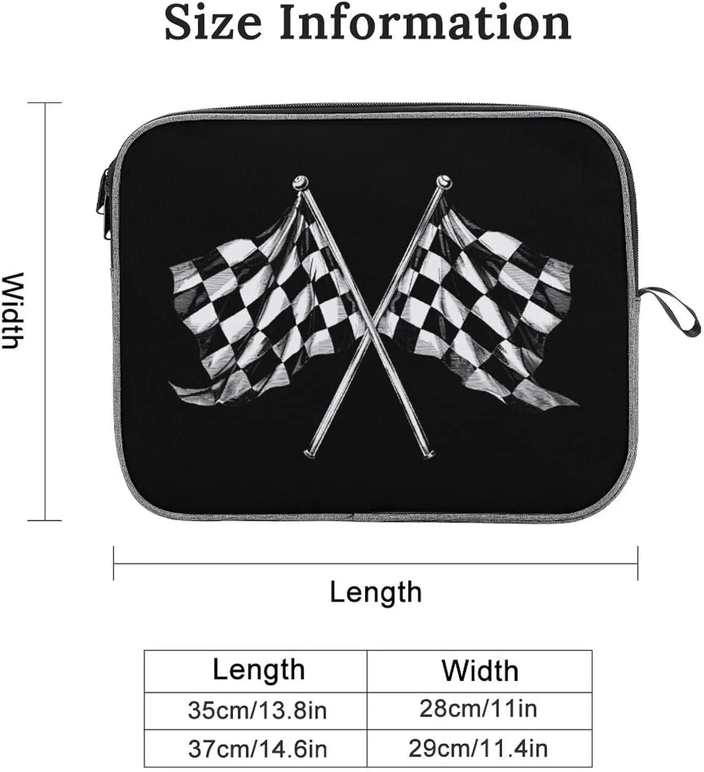 Racer Race Checkered Flags Laptop Sleeve Case Protective Notebook Carrying Bag Travel Briefcase 13inch