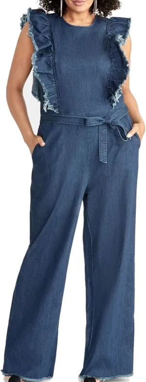 RACHEL Rachel Roy womens Plus Size Nikita Ruffle Jumpsuit