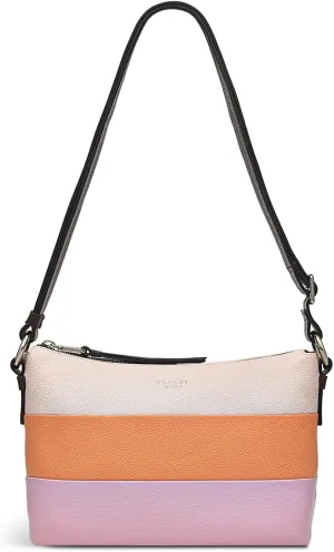 RADLEY London Lyme Terrace Stripe Women's Small Leather Ziptop Crossbody Bag, Clay Pink
